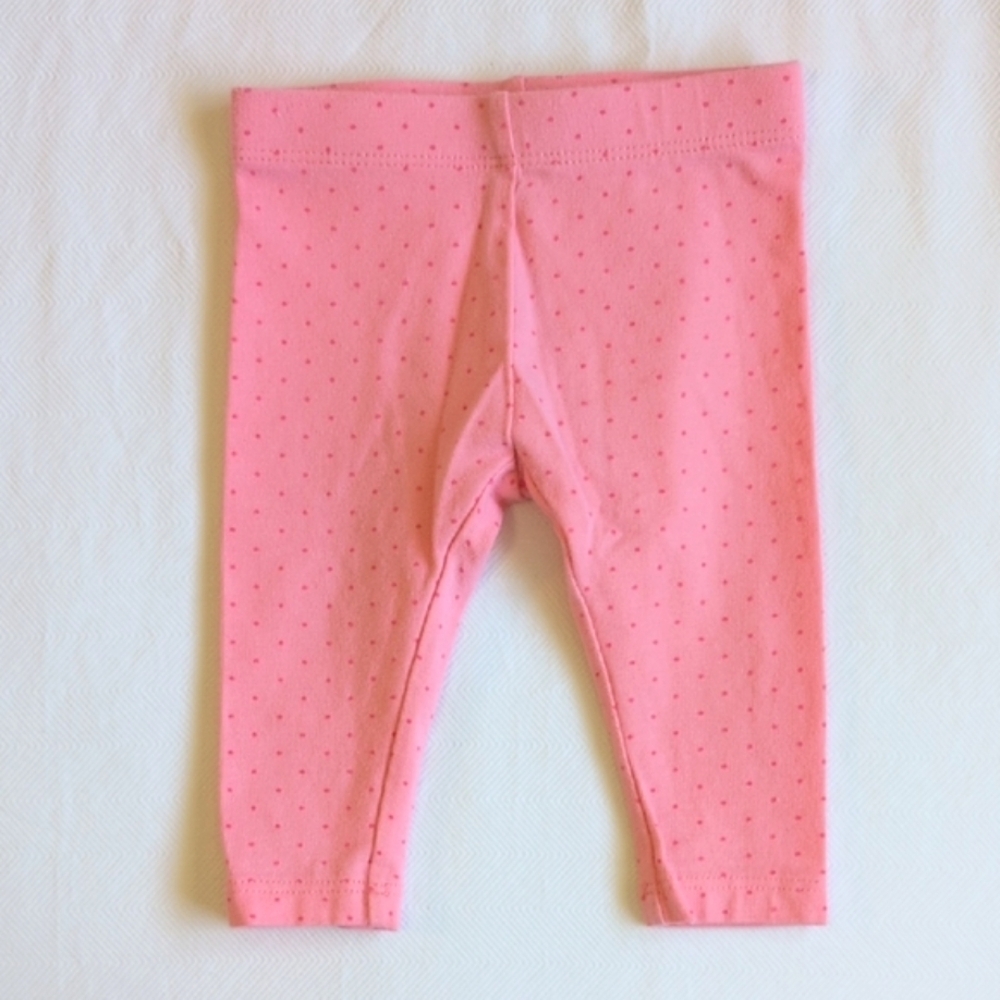 george basic pink dotted stretch cotton leggings 3-6 months baby girl